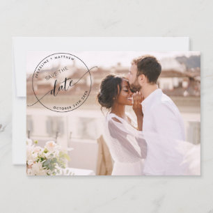 Photo, Black Monogram Stamp Photo Overlay Wedding Save The Date