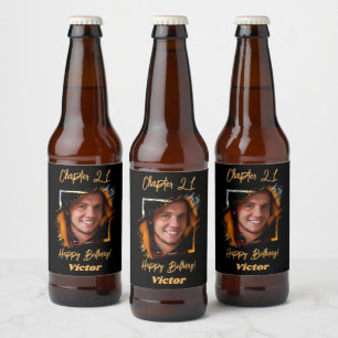 Photo black photo 21st birthday Chapter 21 Beer Bottle Label