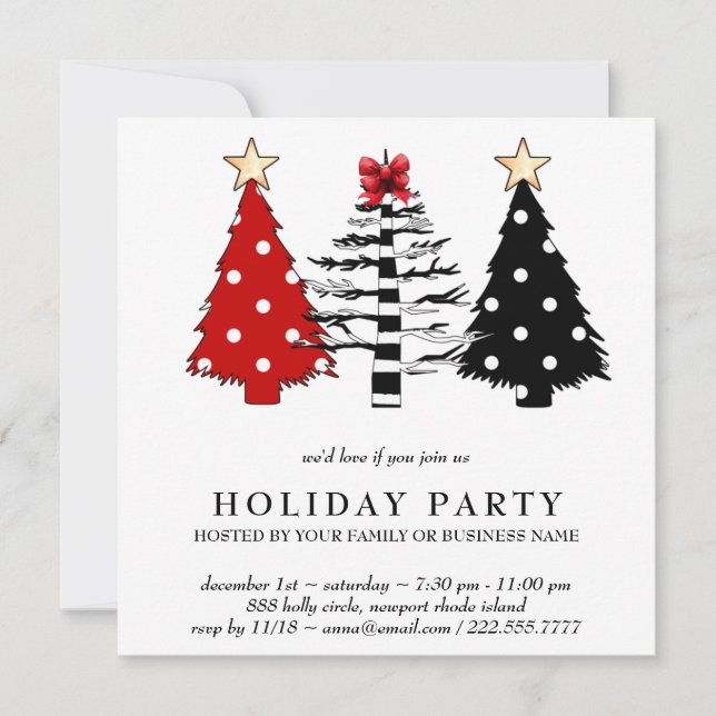 *~* PHOTO BLACK RED DOTS AP20  Christmas  Party   Invitation (Front)
