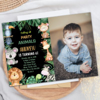 Photo Black Safari Jungle Birthday Invitations