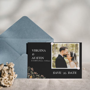 Photo Black Save The Date Postcard