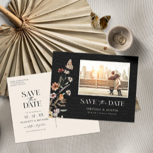 Photo Black Save The Date Postcard
