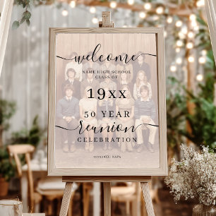 Photo Black Script Class 50th Reunion Welcome Poster