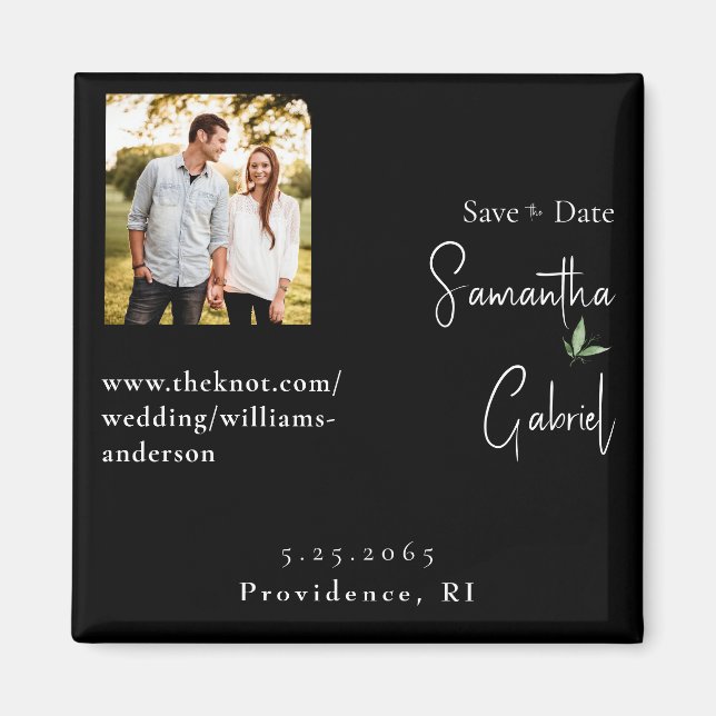 Photo Black Wedding Save the Date Magnet (Front)