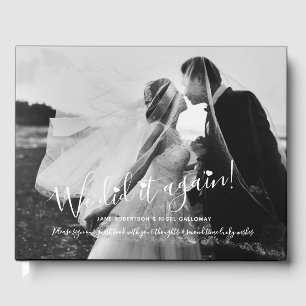 Photo black white customised remarried wedding guest book
