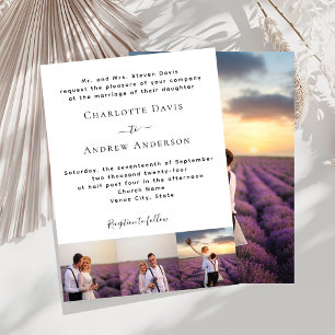 Photo black white formal wedding  invitation