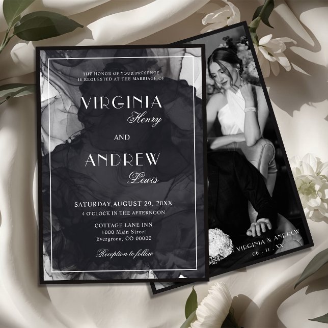 Photo Black & White Luxury Old Money Wedding Invitation (Creator Uploaded)