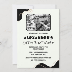 Photo Black White Men 86th birthday Invitation