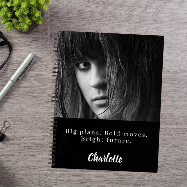 Photo black white quote young professional notebook (Creator Uploaded)