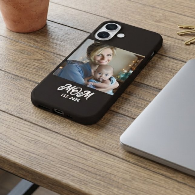 Photo Black White Script Mum Established Case-Mate iPhone Case (Creator Uploaded)