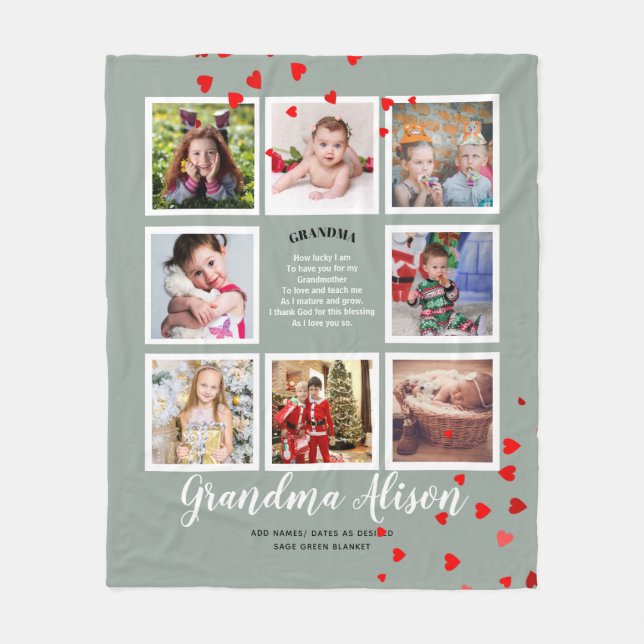 Photo Blanket Grandma Poem Grandpa Family Tree (Front)