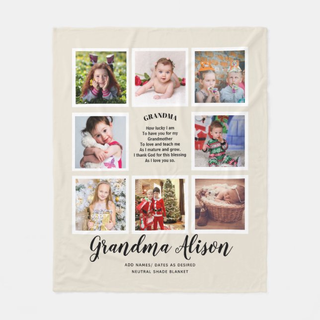 Photo Blanket Grandma Poem Grandpa Family Tree (Front)