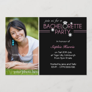 Photo Bling Ring Pink Bachelorette Party Invitation