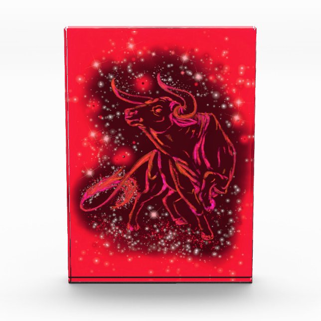 Photo Block Bull Running At Red Starry Night (Front)