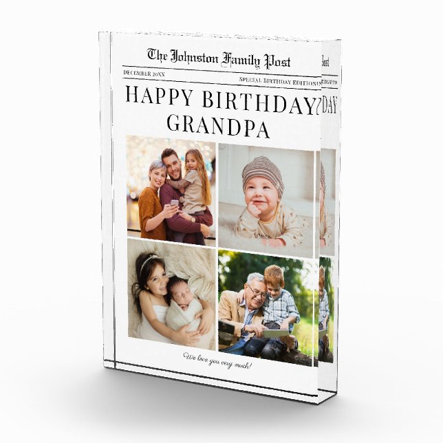 Photo Block, Newspaper Photo Collage for Grandpa (Right)