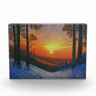 Photo Block - "Sunset Over Snowy Forest"