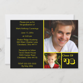 Photo Blocks Graduation Invitation (Black)