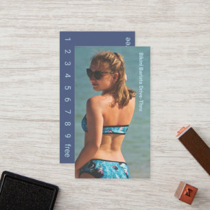 Photo Blue Bikini Coffee Drive-Thru Loyalty Card