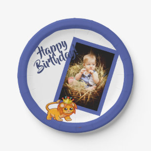 Photo blue birthday boy paper plate