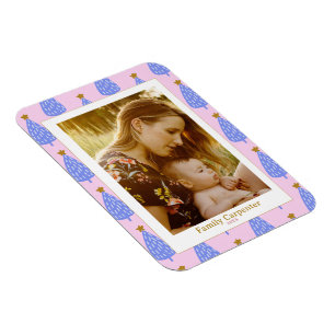 Photo blue christmas tree pink modern cute magnet