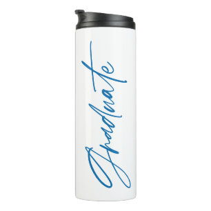Photo blue graduation script modern elegant thermal tumbler