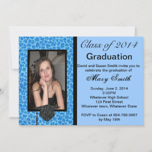 Photo Blue Leopard Graduation Invitation
