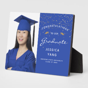 Photo Blue White Gold Graduation Keepsake Plaque