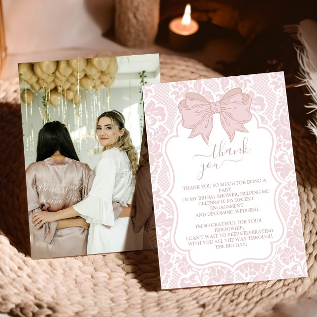Photo Blush Pink Chinoiserie Floral Bridal Shower Thank You Card (Creator Uploaded)