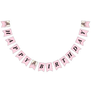 Photo Blush Pink Gradient Happy Birthday Bunting