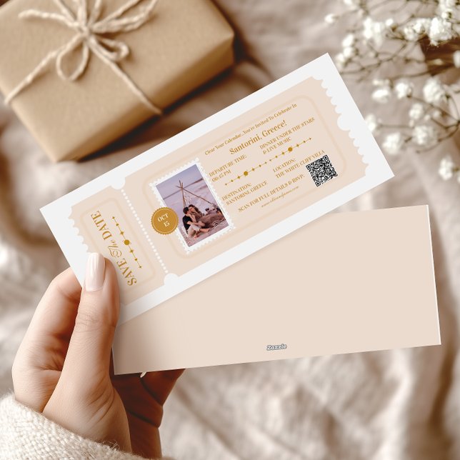 Photo Boarding Pass Cosmic Wedding Destination Holiday Card (Creator Uploaded)