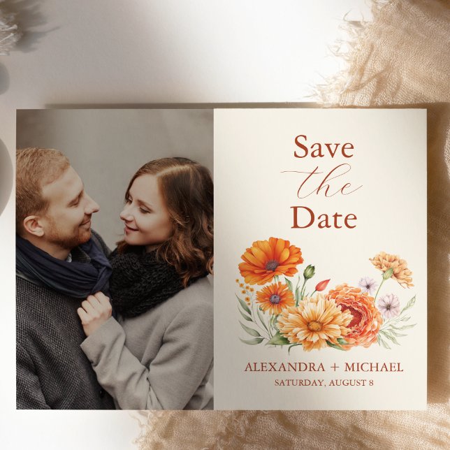 Photo Bohemian Chic Floral Terracotta Wedding Save The Date (Creator Uploaded)