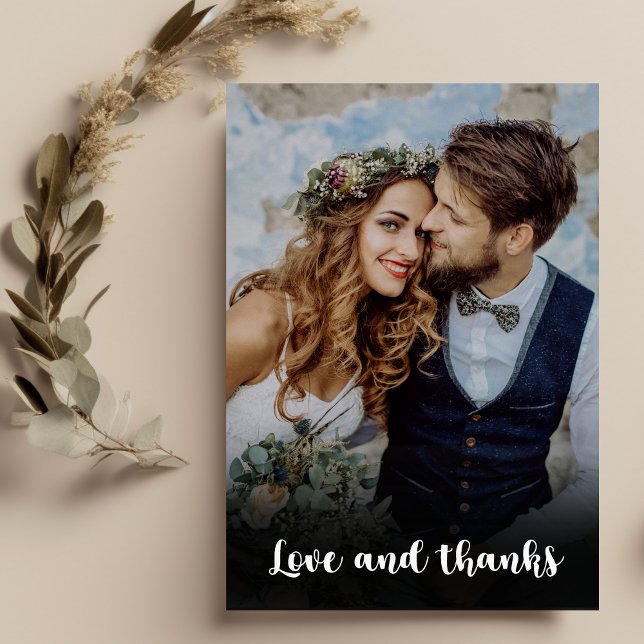 Photo Boho Chic Retro Colourful Floral Wedding  Thank You Card (Creator Uploaded)