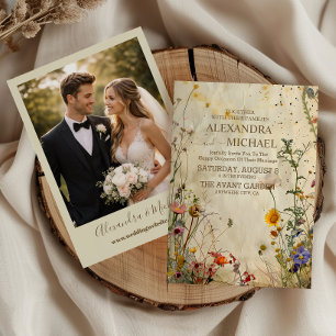 Photo Boho Fall Wildflower Wedding Invitation