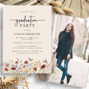 Photo Boho Graduation Party Invitation