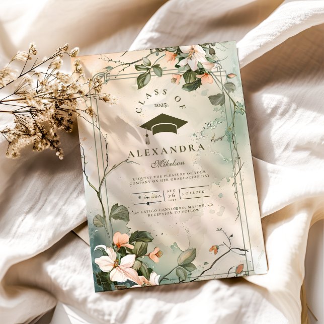 Photo Boho Wildflower Graduation Party  Invitation (Creator Uploaded)