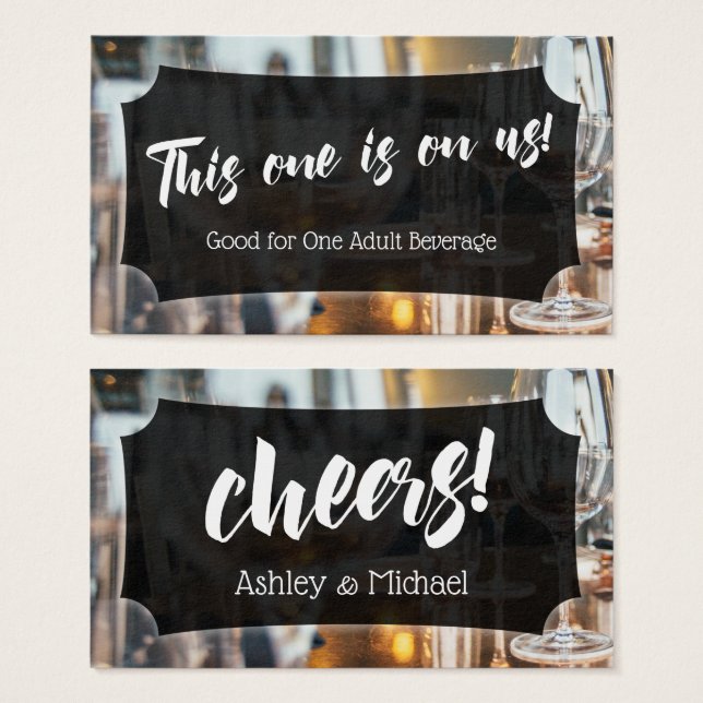 Photo, Bold Script, Wedding & Event Drink Tickets (Front & Back)