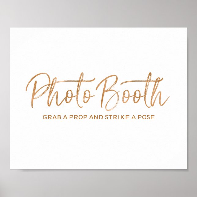 Photo Booth 8x10 Stylish Rose Gold Wedding Sign (Front)
