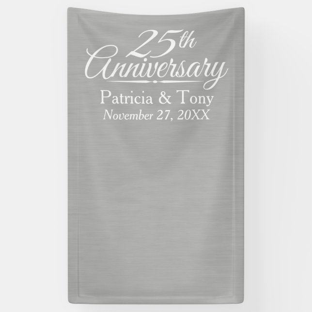 Photo Booth Backdrop - 25th Wedding Anniversary Banner (Vertical)