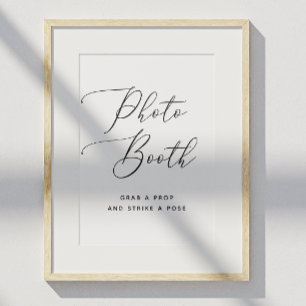Photo booth. Black and white simple script wedding Poster