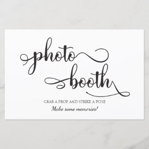 "Photo booth" Black White Trendy Wedding Sign