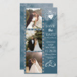 Photo Booth Bookmark couple film strip Holiday Card<br><div class="desc">The "Photo Booth Bookmark Couple Film Strip" is a charming and nostalgic keepsake, perfect for capturing special memories in a unique format. This bookmark features a vertical film strip design, reminiscent of old-school photo booths, with space for multiple photos of the couple. The strip typically includes three to four photo...</div>