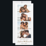 Photo Booth Bookmark Script Wedding Save the Date<br><div class="desc">Stylish Minimalist Gold Script Photo Booth Bookmark Wedding Save the Date card in gold and white. Feature elegant handwritten calligraphy or typography script with love heart motif between the names and 4 photo strip. These save the date photo strip bookmarks are a perfect way to announce your special day to...</div>