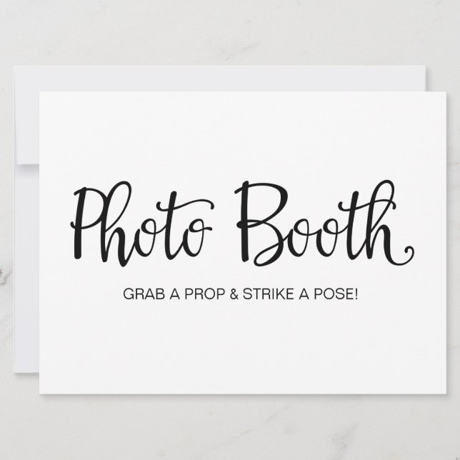 "Photo Booth" Calligraphy Wedding Sign Invitation (Front)