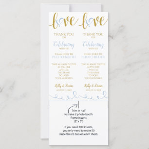 Photo Booth Cards Love Script -Light Blue & Gold