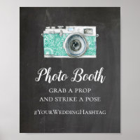Photo booth chalkboard wedding. Modern hashtag