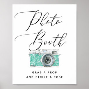 Photo booth. Elegant delicate script wedding Poster