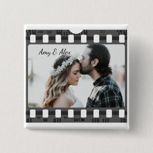Photo booth film strip personalised photo template 15 cm square badge