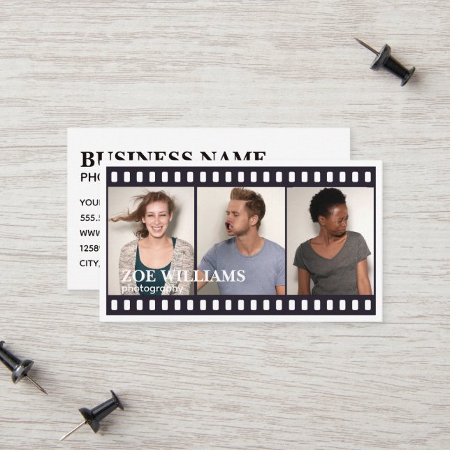 Photo Booth Film Strips Photography Calling Card (Front/Back In Situ)