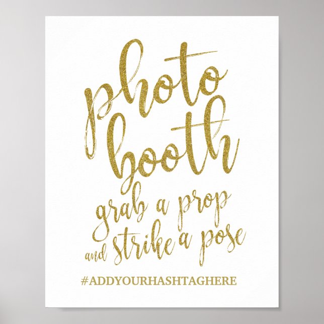 Photo Booth Gold Glitter 8x10 Wedding Sign (Front)