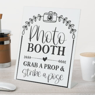 Photo Booth Grab A Prop & Strike A Pose Pedestal Sign